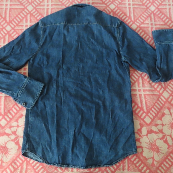 kent curwen david beckham denim blue button up shirt S made in italy - Picture 2 of 7